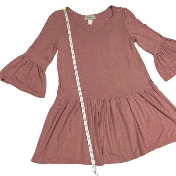 Selfee Tunic Top Pink 3/4 Sleeve Bell Cuff Babydoll Mini Women's Small Modest - Picture 6 of 8